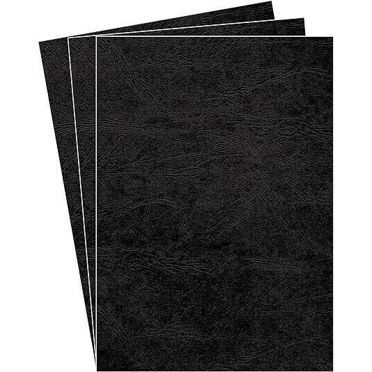 BINDING COVER LEATHERBOARD 250G BLACK A4 100PK CRC53704