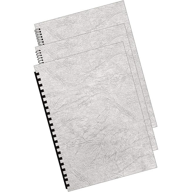 BINDING COVER LEATHERBOARD 250G GREY A4 100PK CRC53711