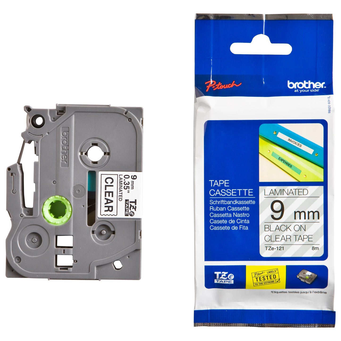 BROTHER TZE121 9MM BLK ON CLEAR