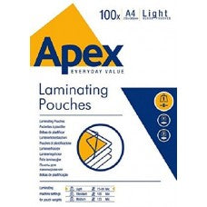 APEX LAMINATING POUCHES A4 LI DUTY 100PK CRC60032
