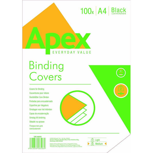 BINDING COVER LEATHERBOARD BLACK A4 100PK CRC65010