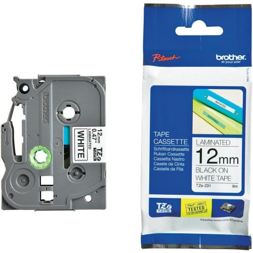 BROTHER TZE231 12MM BLK ON WHITE