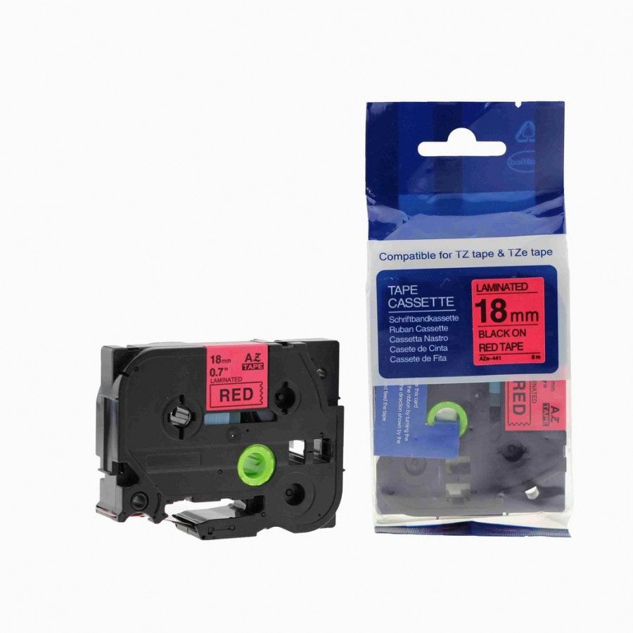 BROTHER TZE441 18MM BLK ON RED