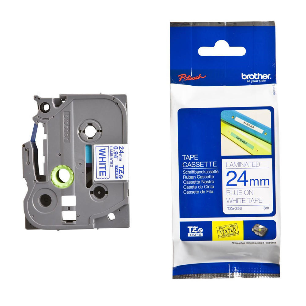 BROTHER TZE253 24MM BLUE ON WHITE