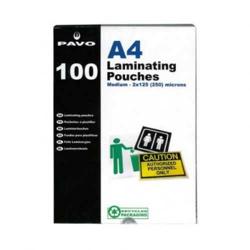 LAMINATING POUCHES A4 100MIC 250PK CRC53139