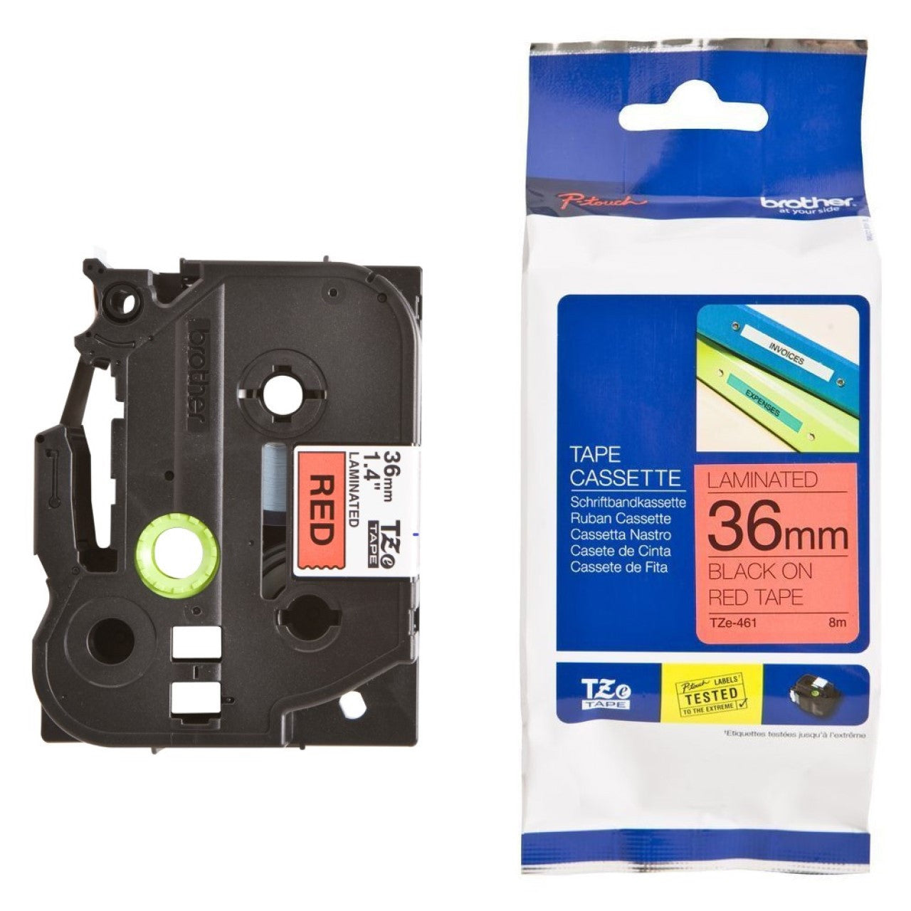 BROTHER TZE461 36MM BLK ON RED