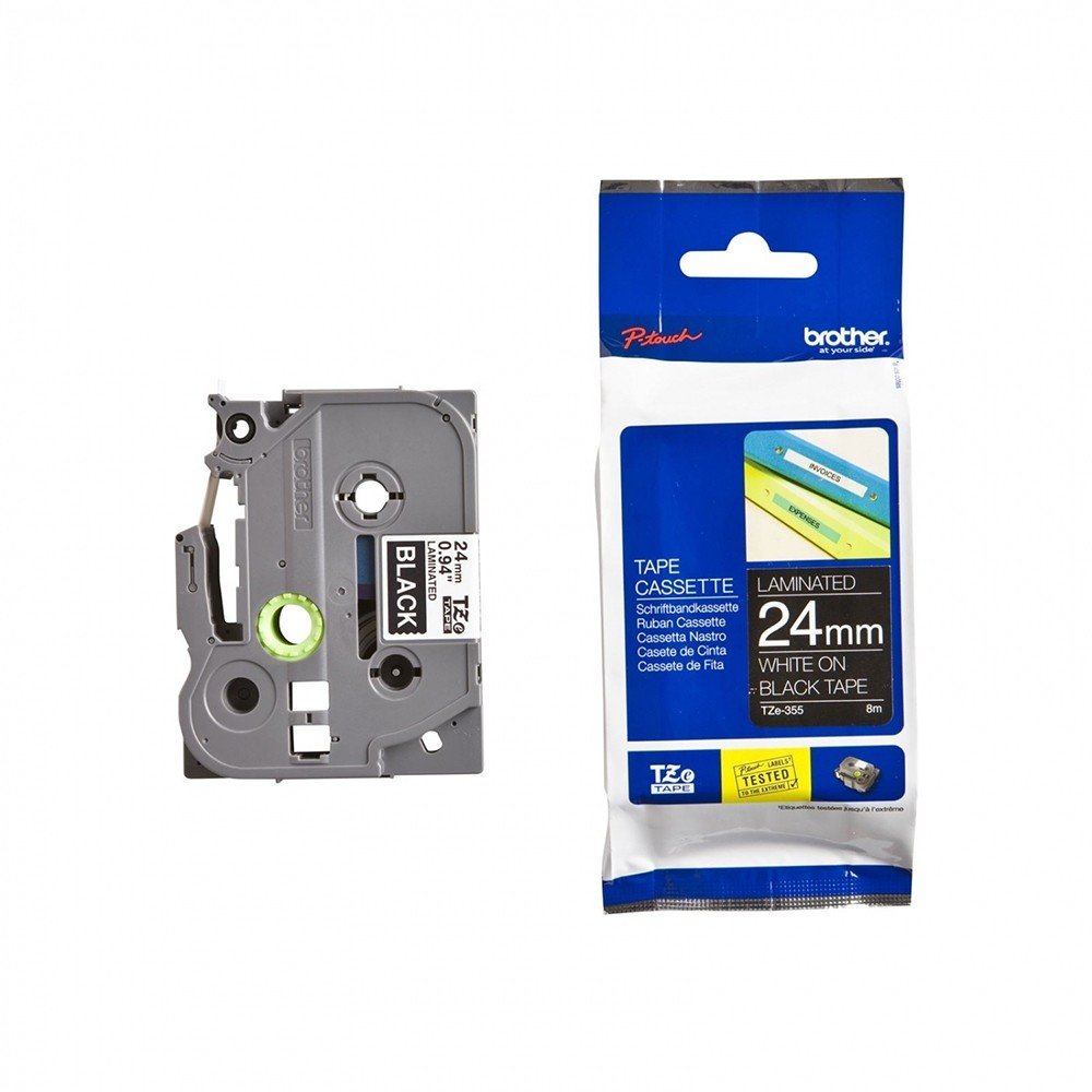 BROTHER TZE355 24MM WHITE ON BLK