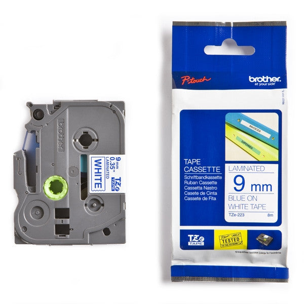 BROTHER TZE223 9MM BLUE ON WHITE