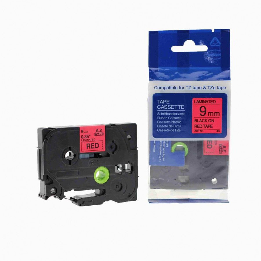 BROTHER TZE421 9MM BLK ON RED