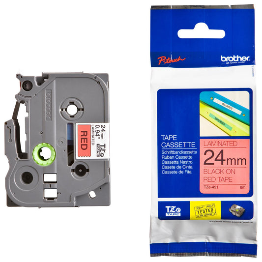 BROTHER TZE451 24MM BLK ON RED